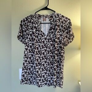 Brown & white floral blouse